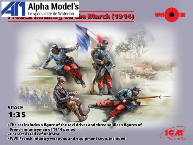 ICM 35705 WWI French Infantry On The March 4 Fig Alphamodels