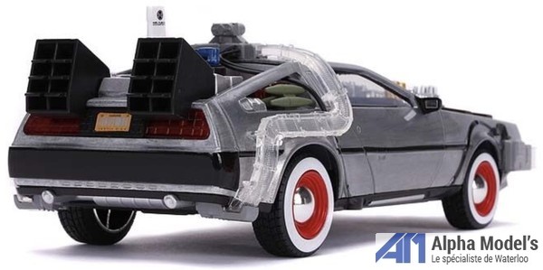 Jada Toys - Time Machine - Back to The Future 3 - Voiture Miniature en  métal 1:24 - Portes ouvrables - Lumière LED - Version avec Jantes Marron -  20
